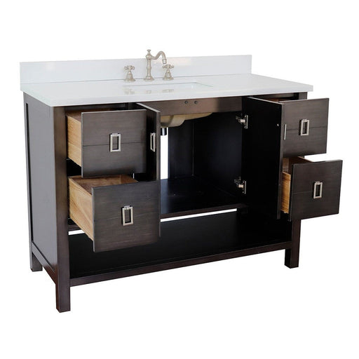 Bellaterra Home Monterey 49" 2-Door 4-Drawer Silvery Brown Freestanding Vanity Set With Ceramic Undermount Rectangular Sink and White Quartz Top - Luxe Vanity & Tub