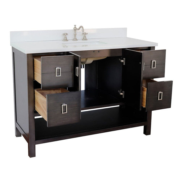 Bellaterra Home Monterey 49" 2-Door 4-Drawer Silvery Brown Freestanding Vanity Set With Ceramic Undermount Rectangular Sink and White Quartz Top - Luxe Vanity & Tub