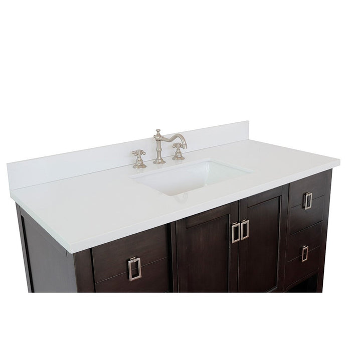 Bellaterra Home Monterey 49" 2-Door 4-Drawer Silvery Brown Freestanding Vanity Set With Ceramic Undermount Rectangular Sink and White Quartz Top - Luxe Vanity & Tub