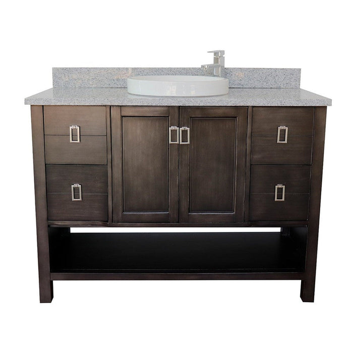 Bellaterra Home Monterey 49" 2-Door 4-Drawer Silvery Brown Freestanding Vanity Set With Ceramic Vessel Sink and Gray Granite Top - Luxe Vanity & Tub