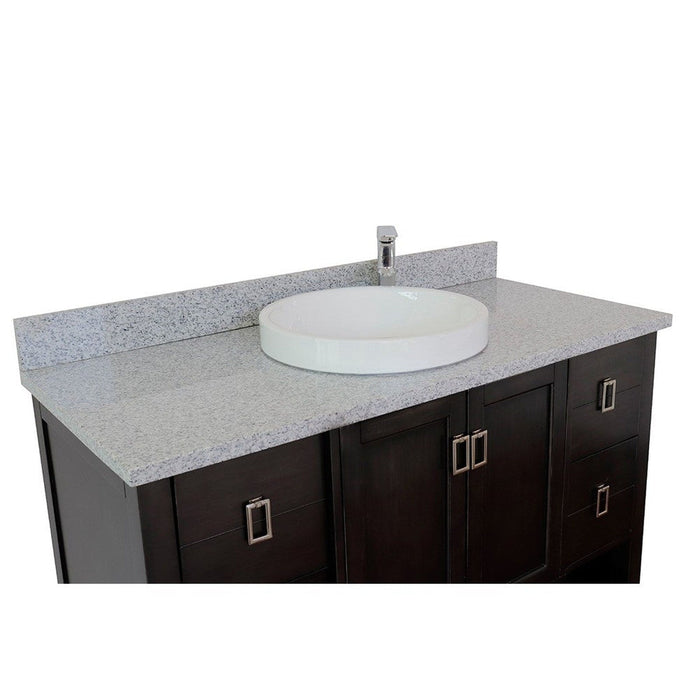 Bellaterra Home Monterey 49" 2-Door 4-Drawer Silvery Brown Freestanding Vanity Set With Ceramic Vessel Sink and Gray Granite Top - Luxe Vanity & Tub