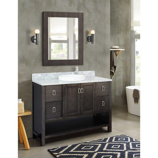 Bellaterra Home Monterey 49" 2-Door 4-Drawer Silvery Brown Freestanding Vanity Set With Ceramic Vessel Sink and White Carrara Marble Top