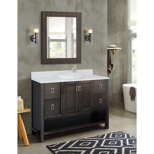 Bellaterra Home Monterey 49" 2-Door 4-Drawer Silvery Brown Freestanding Vanity Set With Ceramic Vessel Sink and White Quartz Top