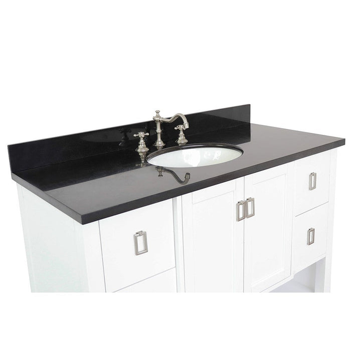 Bellaterra Home Monterey 49" 2-Door 4-Drawer White Freestanding Vanity Set With Ceramic Undermount Oval Sink and Black Galaxy Top - Luxe Vanity & Tub