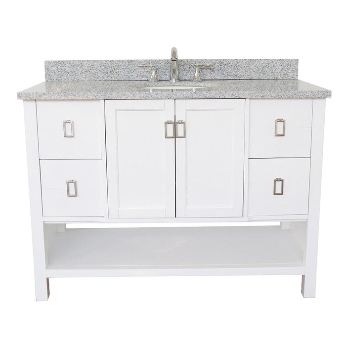 Bellaterra Home Monterey 49" 2-Door 4-Drawer White Freestanding Vanity Set With Ceramic Undermount Oval Sink and Gray Granite Top - Luxe Vanity & Tub