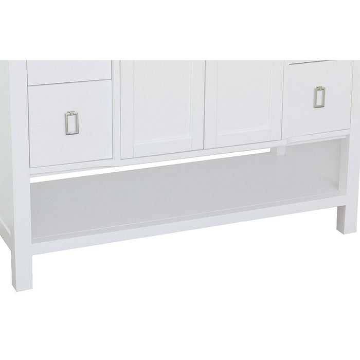 Bellaterra Home Monterey 49" 2-Door 4-Drawer White Freestanding Vanity Set With Ceramic Undermount Oval Sink and White Carrara Marble Top - Luxe Vanity & Tub