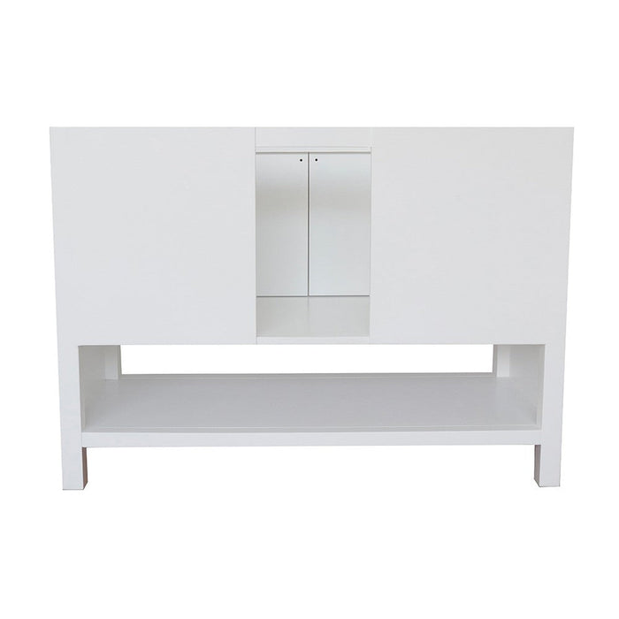 Bellaterra Home Monterey 49" 2-Door 4-Drawer White Freestanding Vanity Set With Ceramic Undermount Oval Sink and White Carrara Marble Top - Luxe Vanity & Tub