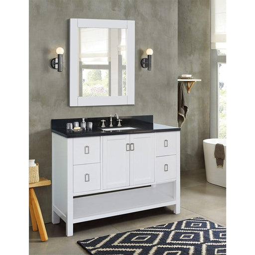 Bellaterra Home Monterey 49" 2-Door 4-Drawer White Freestanding Vanity Set With Ceramic Undermount Rectangular Sink and Black Galaxy Top