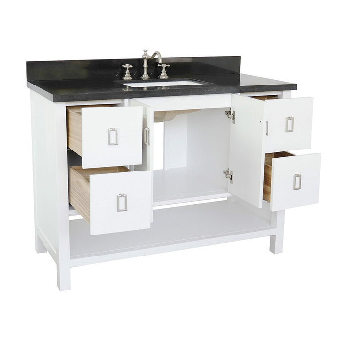 Bellaterra Home Monterey 49" 2-Door 4-Drawer White Freestanding Vanity Set With Ceramic Undermount Rectangular Sink and Black Galaxy Top - Luxe Vanity & Tub