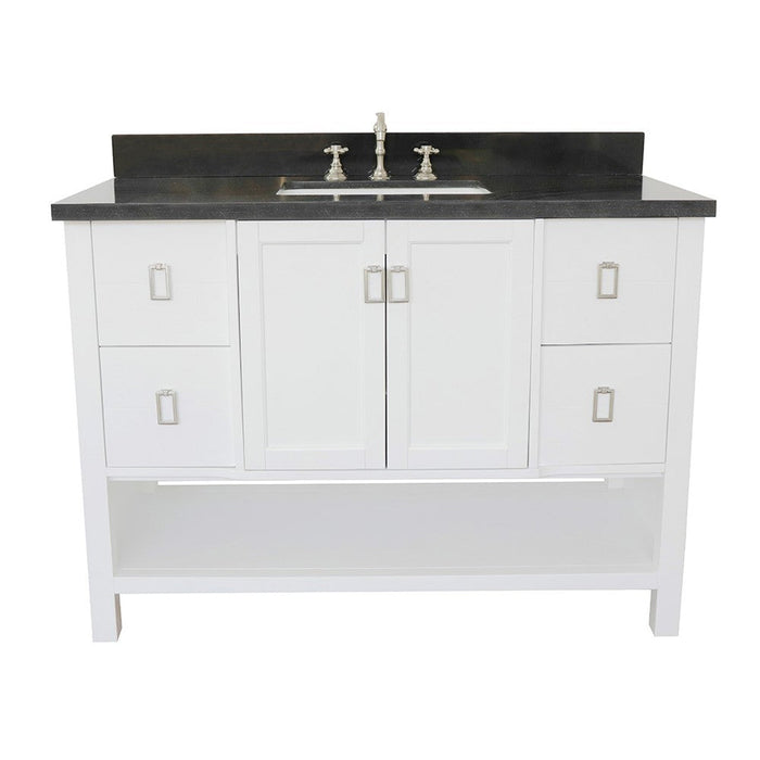 Bellaterra Home Monterey 49" 2-Door 4-Drawer White Freestanding Vanity Set With Ceramic Undermount Rectangular Sink and Black Galaxy Top - Luxe Vanity & Tub