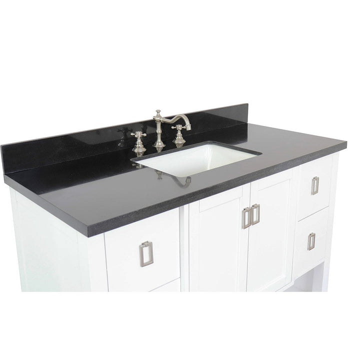 Bellaterra Home Monterey 49" 2-Door 4-Drawer White Freestanding Vanity Set With Ceramic Undermount Rectangular Sink and Black Galaxy Top - Luxe Vanity & Tub