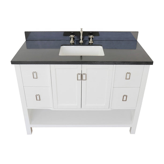 Bellaterra Home Monterey 49" 2-Door 4-Drawer White Freestanding Vanity Set With Ceramic Undermount Rectangular Sink and Black Galaxy Top - Luxe Vanity & Tub