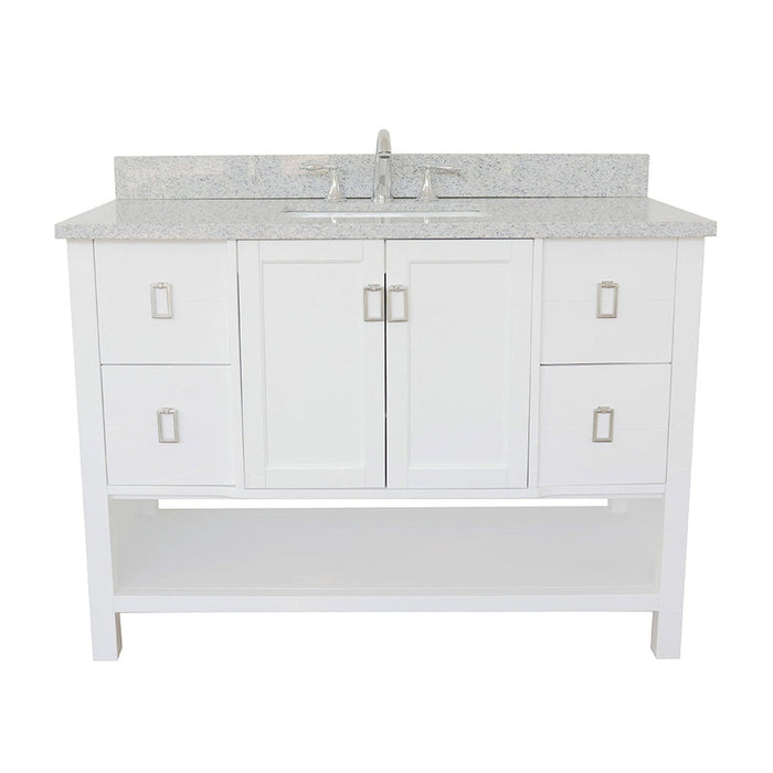 Bellaterra Home Monterey 49" 2-Door 4-Drawer White Freestanding Vanity Set With Ceramic Undermount Rectangular Sink and Gray Granite Top - Luxe Vanity & Tub