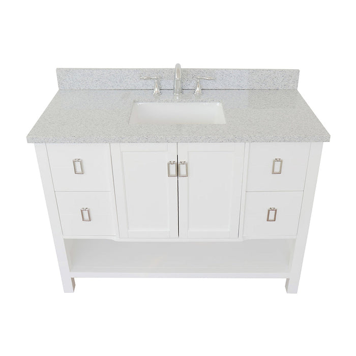 Bellaterra Home Monterey 49" 2-Door 4-Drawer White Freestanding Vanity Set With Ceramic Undermount Rectangular Sink and Gray Granite Top - Luxe Vanity & Tub