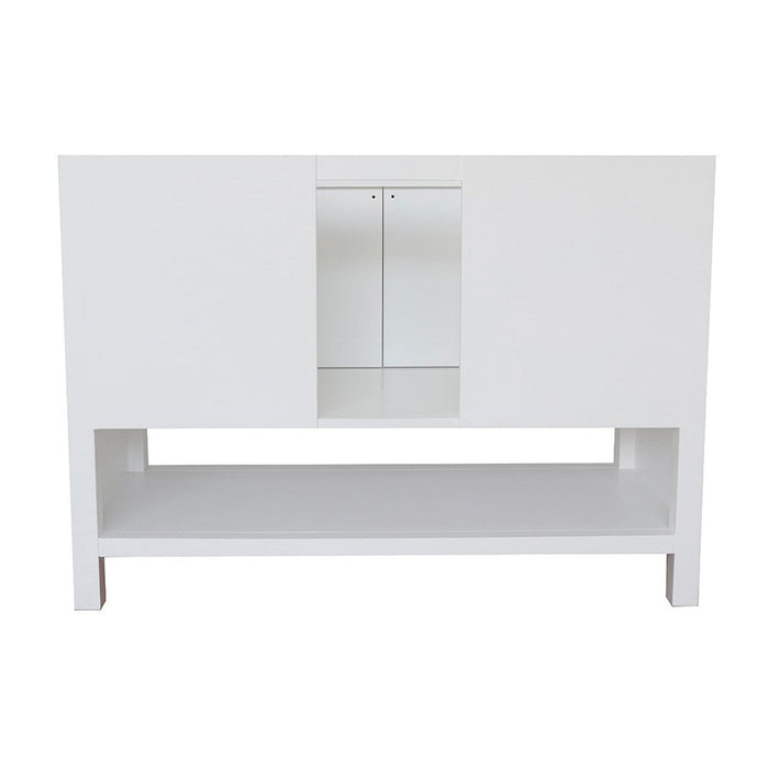 Bellaterra Home Monterey 49" 2-Door 4-Drawer White Freestanding Vanity Set With Ceramic Undermount Rectangular Sink and White Carrara Marble Top - Luxe Vanity & Tub