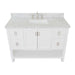 Bellaterra Home Monterey 49" 2-Door 4-Drawer White Freestanding Vanity Set With Ceramic Undermount Rectangular Sink and White Carrara Marble Top - Luxe Vanity & Tub