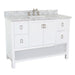 Bellaterra Home Monterey 49" 2-Door 4-Drawer White Freestanding Vanity Set With Ceramic Undermount Rectangular Sink and White Carrara Marble Top - Luxe Vanity & Tub