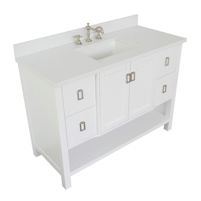 Bellaterra Home Monterey 49" 2-Door 4-Drawer White Freestanding Vanity Set With Ceramic Undermount Rectangular Sink and White Quartz Top - Luxe Vanity & Tub