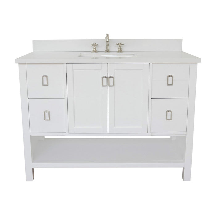 Bellaterra Home Monterey 49" 2-Door 4-Drawer White Freestanding Vanity Set With Ceramic Undermount Rectangular Sink and White Quartz Top - Luxe Vanity & Tub