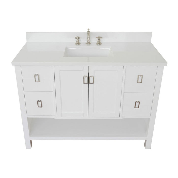 Bellaterra Home Monterey 49" 2-Door 4-Drawer White Freestanding Vanity Set With Ceramic Undermount Rectangular Sink and White Quartz Top - Luxe Vanity & Tub