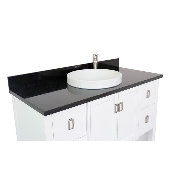 Bellaterra Home Monterey 49" 2-Door 4-Drawer White Freestanding Vanity Set With Ceramic Vessel Sink and Black Galaxy Top - Luxe Vanity & Tub