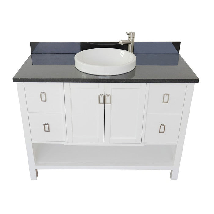 Bellaterra Home Monterey 49" 2-Door 4-Drawer White Freestanding Vanity Set With Ceramic Vessel Sink and Black Galaxy Top - Luxe Vanity & Tub