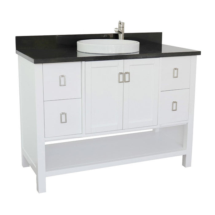 Bellaterra Home Monterey 49" 2-Door 4-Drawer White Freestanding Vanity Set With Ceramic Vessel Sink and Black Galaxy Top - Luxe Vanity & Tub