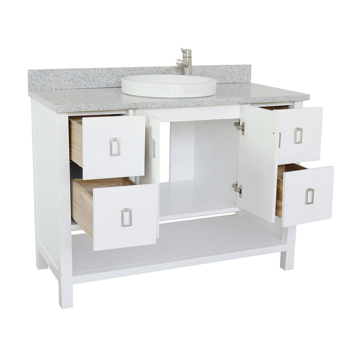 Bellaterra Home Monterey 49" 2-Door 4-Drawer White Freestanding Vanity Set With Ceramic Vessel Sink and Gray Granite Top - Luxe Vanity & Tub