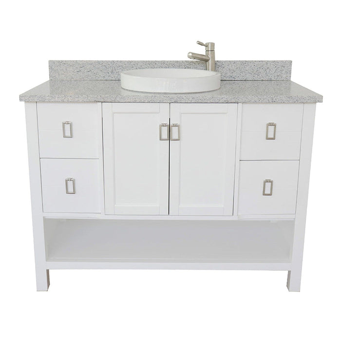 Bellaterra Home Monterey 49" 2-Door 4-Drawer White Freestanding Vanity Set With Ceramic Vessel Sink and Gray Granite Top - Luxe Vanity & Tub