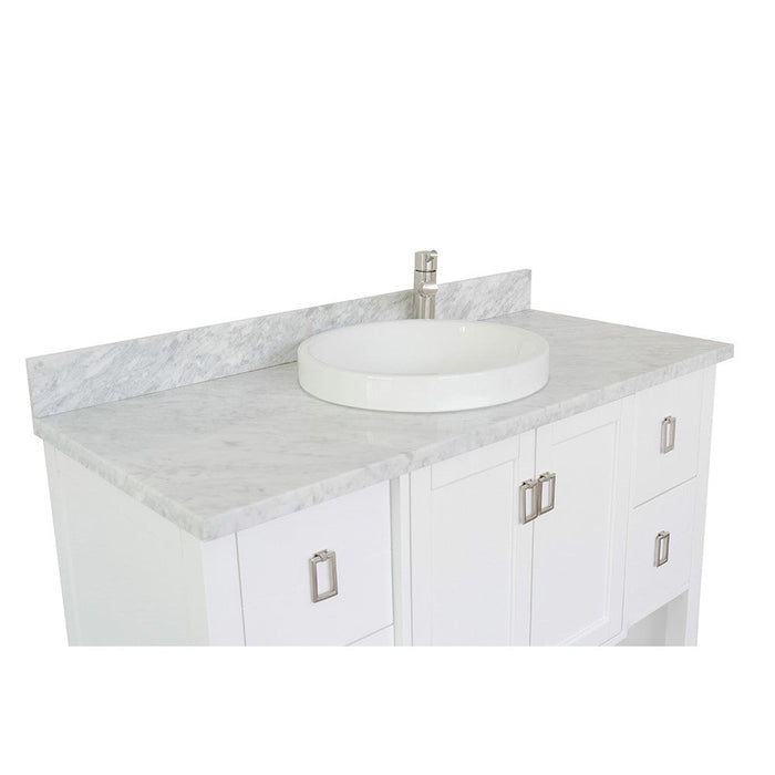 Bellaterra Home Monterey 49" 2-Door 4-Drawer White Freestanding Vanity Set With Ceramic Vessel Sink and White Carrara Marble Top - Luxe Vanity & Tub