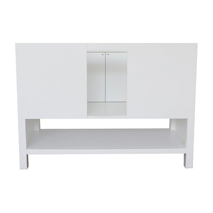 Bellaterra Home Monterey 49" 2-Door 4-Drawer White Freestanding Vanity Set With Ceramic Vessel Sink and White Carrara Marble Top - Luxe Vanity & Tub