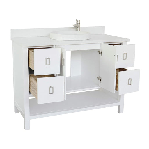 Bellaterra Home Monterey 49" 2-Door 4-Drawer White Freestanding Vanity Set With Ceramic Vessel Sink and White Quartz Top - Luxe Vanity & Tub