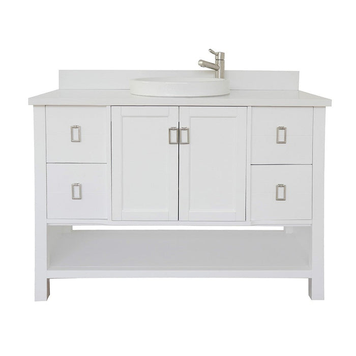 Bellaterra Home Monterey 49" 2-Door 4-Drawer White Freestanding Vanity Set With Ceramic Vessel Sink and White Quartz Top - Luxe Vanity & Tub