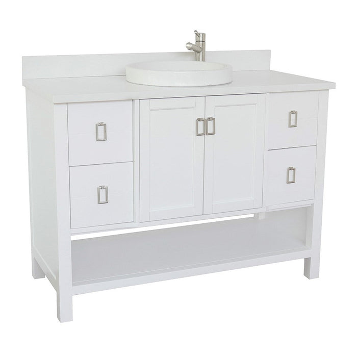 Bellaterra Home Monterey 49" 2-Door 4-Drawer White Freestanding Vanity Set With Ceramic Vessel Sink and White Quartz Top - Luxe Vanity & Tub