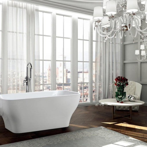 Bellaterra Home Novara 59" x 24" Glossy White Rectangle Acrylic Freestanding Soaking Bathtub