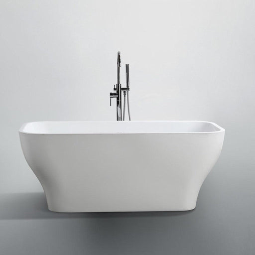 Bellaterra Home Novara 59" x 24" Glossy White Rectangle Acrylic Freestanding Soaking Bathtub - Luxe Vanity & Tub