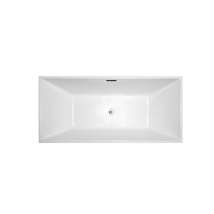 Bellaterra Home Odessa 67" x 24" Glossy White Rectangle Acrylic Freestanding Soaking Bathtub - Luxe Vanity & Tub