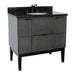 Bellaterra Home Paris 37" 2-Door 1-Drawer Linen Gray Freestanding Vanity Set With Ceramic Undermount Oval Sink and Black Galaxy Top - Luxe Vanity & Tub