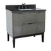 Bellaterra Home Paris 37" 2-Door 1-Drawer Linen Gray Freestanding Vanity Set With Ceramic Undermount Rectangular Sink and Black Galaxy Top - Luxe Vanity & Tub