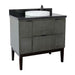 Bellaterra Home Paris 37" 2-Door 1-Drawer Linen Gray Freestanding Vanity Set With Ceramic Vessel Sink and Black Galaxy Top - Luxe Vanity & Tub