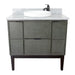 Bellaterra Home Paris 37" 2-Door 1-Drawer Linen Gray Freestanding Vanity Set With Ceramic Vessel Sink and Gray Granite Top - Luxe Vanity & Tub