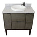 Bellaterra Home Paris 37" 2-Door 1-Drawer Linen Gray Freestanding Vanity Set With Ceramic Vessel Sink and Gray Granite Top - Luxe Vanity & Tub