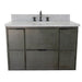 Bellaterra Home Paris 37" 2-Door 1-Drawer Linen Gray Wall-Mount Vanity Set With Ceramic Undermount Oval Sink and Gray Granite Top - Luxe Vanity & Tub