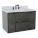 Bellaterra Home Paris 37" 2-Door 1-Drawer Linen Gray Wall-Mount Vanity Set With Ceramic Undermount Oval Sink and White Carrara Marble Top - Luxe Vanity & Tub