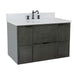 Bellaterra Home Paris 37" 2-Door 1-Drawer Linen Gray Wall-Mount Vanity Set With Ceramic Undermount Oval Sink and White Quartz Top - Luxe Vanity & Tub