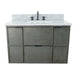 Bellaterra Home Paris 37" 2-Door 1-Drawer Linen Gray Wall-Mount Vanity Set With Ceramic Undermount Rectangular Sink and Gray Granite Top - Luxe Vanity & Tub