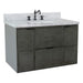 Bellaterra Home Paris 37" 2-Door 1-Drawer Linen Gray Wall-Mount Vanity Set With Ceramic Undermount Rectangular Sink and White Carrara Marble Top - Luxe Vanity & Tub