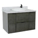 Bellaterra Home Paris 37" 2-Door 1-Drawer Linen Gray Wall-Mount Vanity Set With Ceramic Vessel Sink and White Carrara Marble Top - Luxe Vanity & Tub