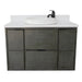 Bellaterra Home Paris 37" 2-Door 1-Drawer Linen Gray Wall-Mount Vanity Set With Ceramic Vessel Sink and White Quartz Top - Luxe Vanity & Tub