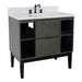 Bellaterra Home Paris Exposed 37" 1-Drawer Linen Gray Freestanding Vanity Set With Ceramic Undermount Oval Sink and White Quartz Top - Luxe Vanity & Tub